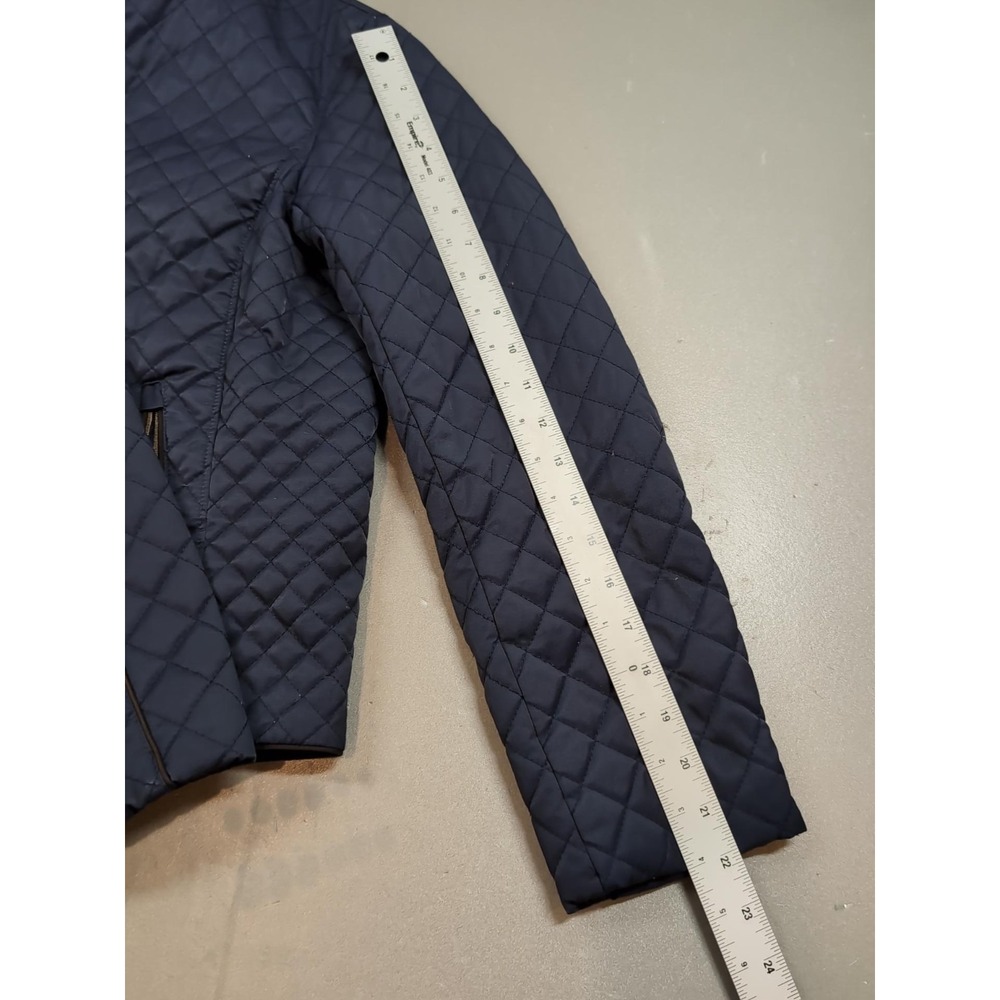 Orvis Womens Quilted Jacket Navy Blue Diamond Stitch Snap Collar Small 1775 - Picture 10 of 12